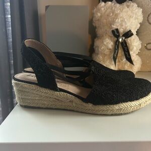 Life Stride Black Espadrille Wedges